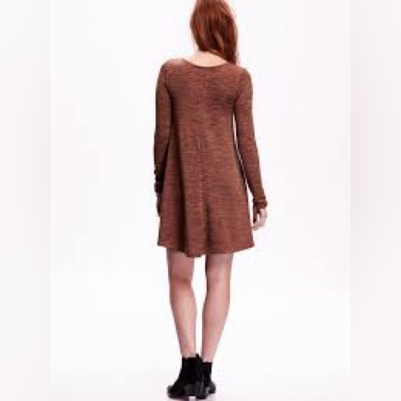 Old Navy Space Dye Swing Dress Heathered Rust Oversized Long Sleeve Size Small - Picture 2 of 10
